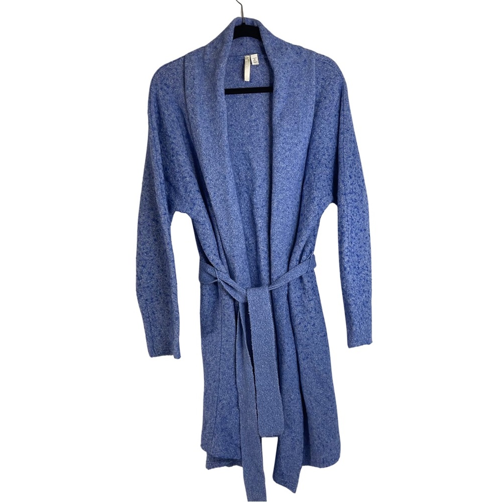 PureJill Sleep Blue Wool Blend Robe Sz M Cozy  Shawl Collar Stretch